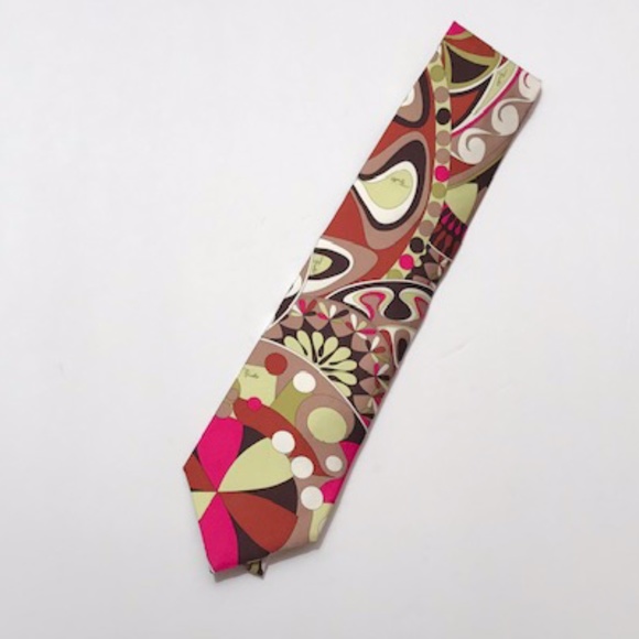 Men's Emilio Pucci Art Deco Signature Silk Tie - Picture 5 of 6